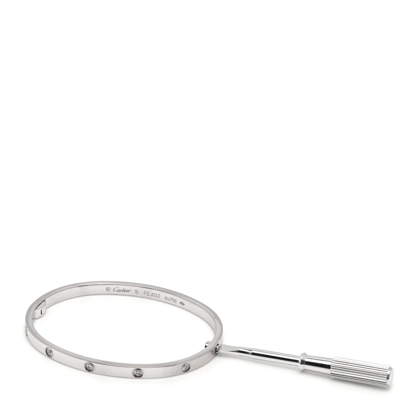 18K White Gold 10 Diamond Small LOVE Bracelet 16