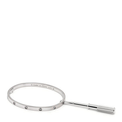 Cartier 18K White Gold 10 Diamond Small LOVE Bracelet 16 4 of 6