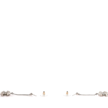 Chanel Baguette Crystal CC Drop Earrings Silver 3 of 4