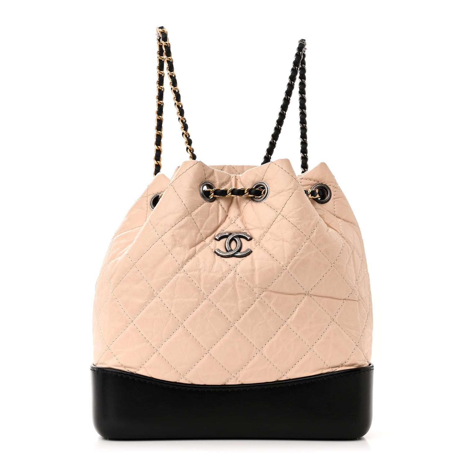 Chanel Aged Calfskin Quilted Small Gabrielle Backpack Beige Black 1 of 10