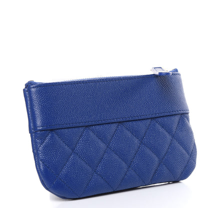 Chanel Caviar Quilted Small Vintage Mademoiselle Cosmetic Case Dark Blue 3 of 8