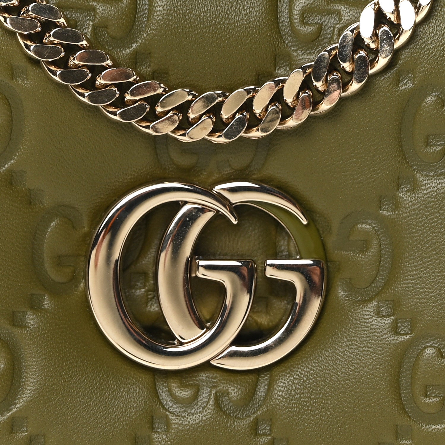 Gucci Lambskin Embossed Mini GG Milano Top Handle Shoulder Bag Green 7 of 9