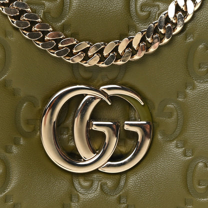 Gucci Lambskin Embossed Mini GG Milano Top Handle Shoulder Bag Green 7 of 9