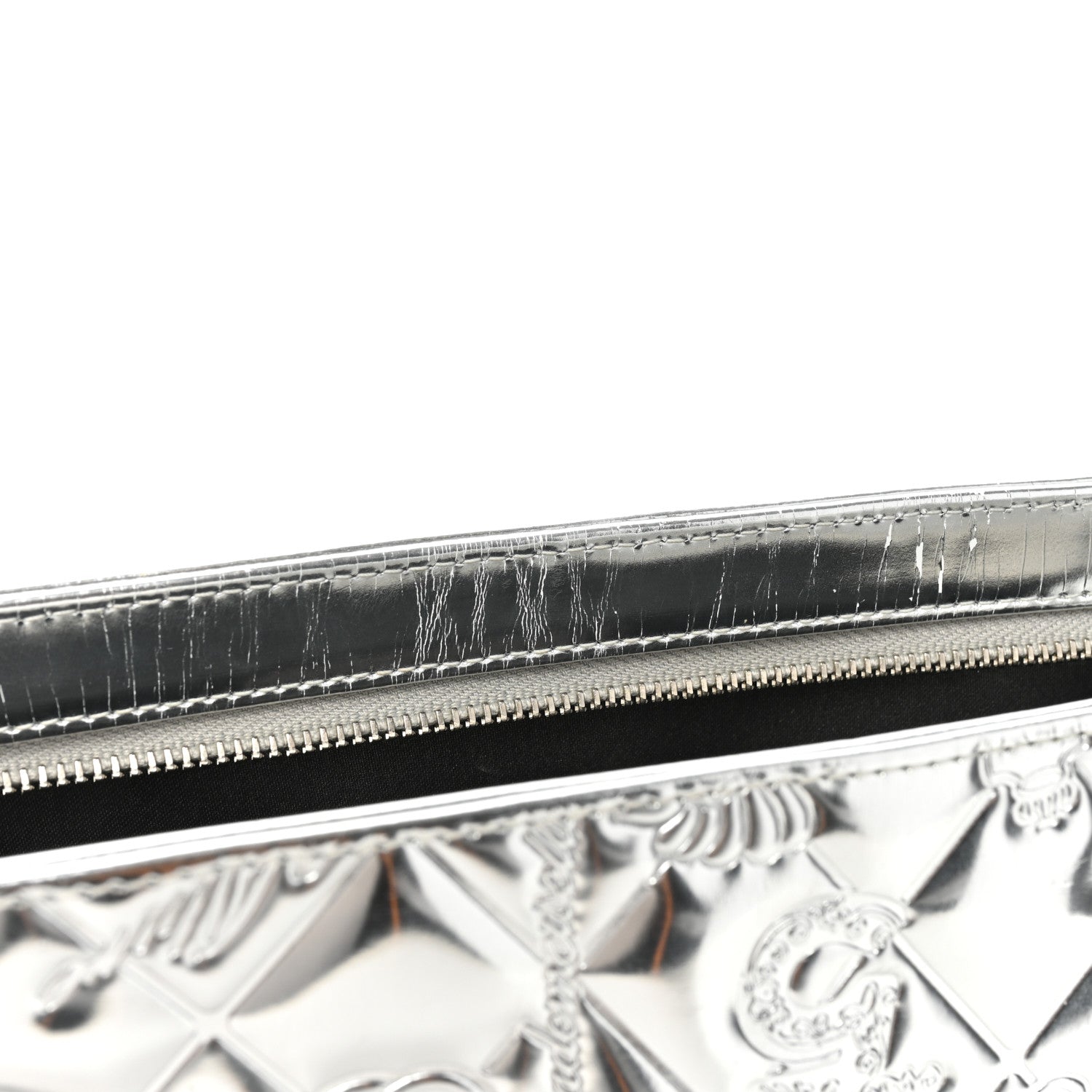 Chanel Metallic Patent Calfskin Lucky Symbols Pochette Silver 10 of 19