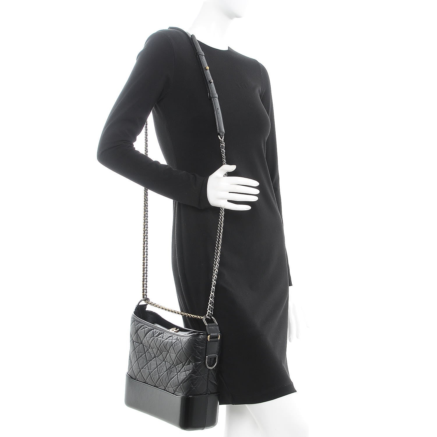 Chanel Aged Calfskin Quilted Medium Gabrielle Hobo Black 2 of 9