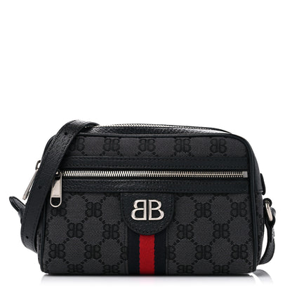 Gucci X BALENCIAGA BB Monogram Web Mini Ophidia Shoulder Bag Black 1 of 10