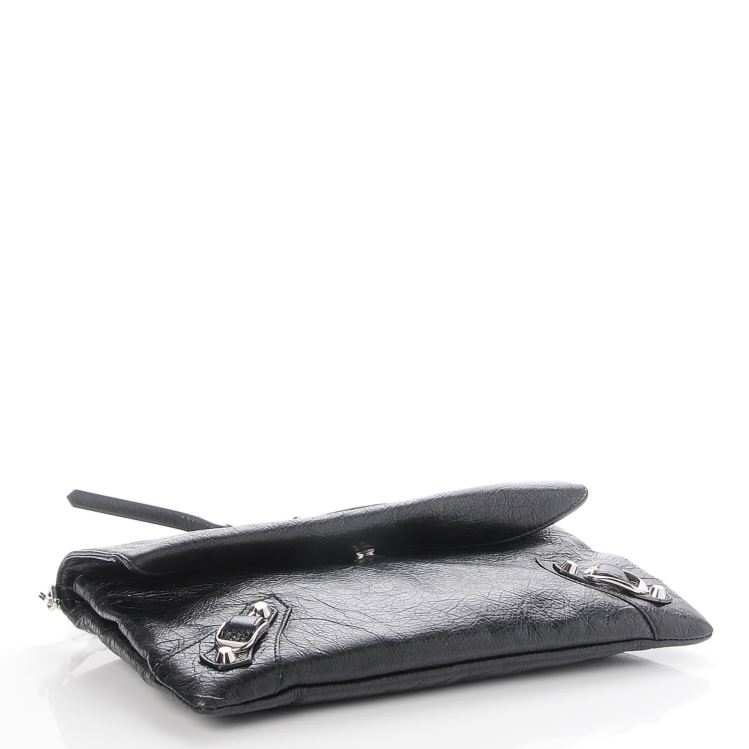 Balenciaga Agneau Classic Silver Hardware Envelope Strap Clutch Black 4 of 7