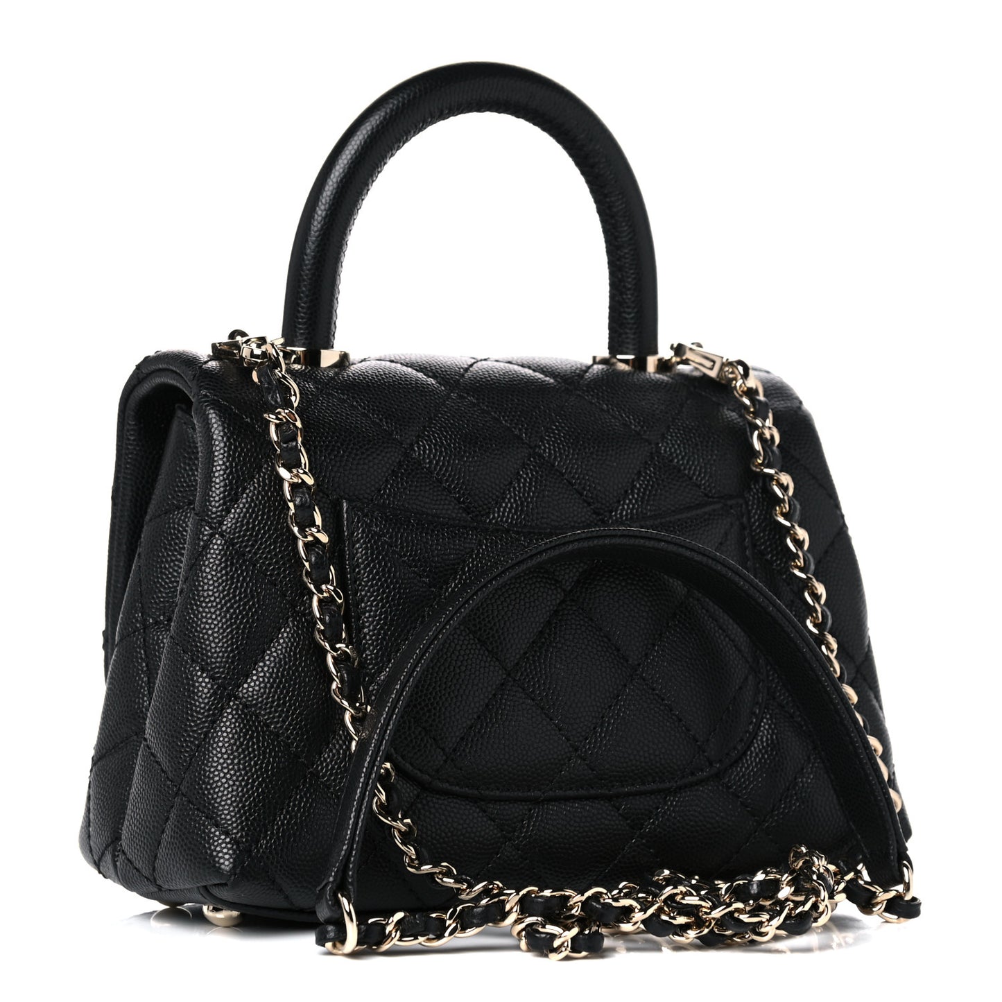 Caviar Quilted Extra Mini Coco Handle Flap Black