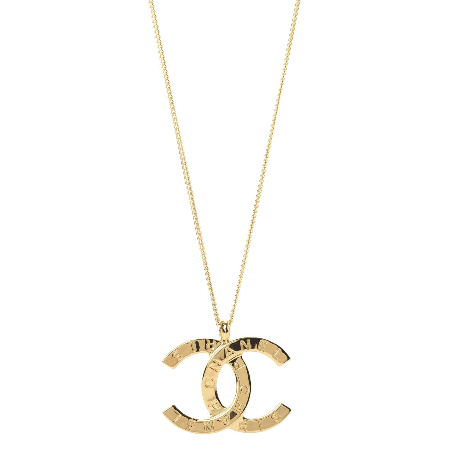Chanel Metal CC Paris Button Necklace Gold 1 of 5