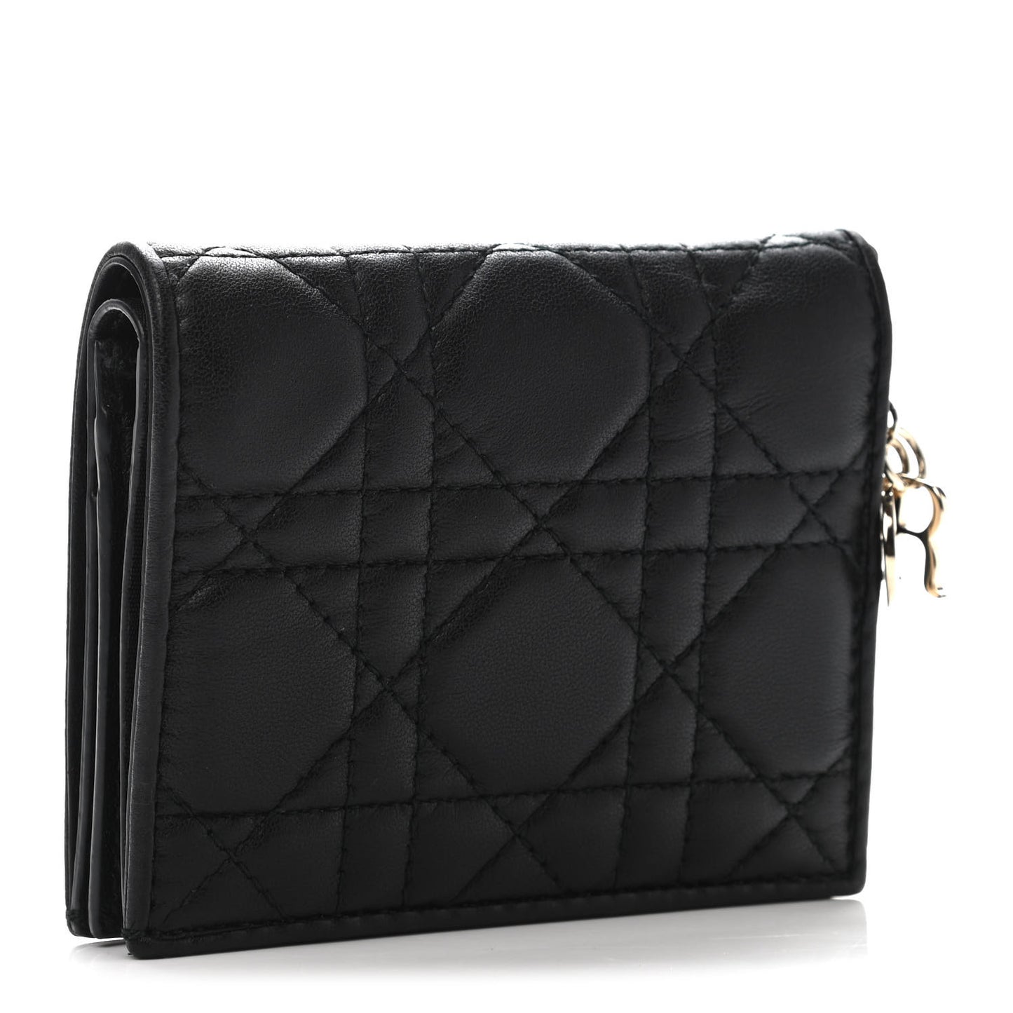 Lambskin Cannage Mini Lady Dior Wallet Black