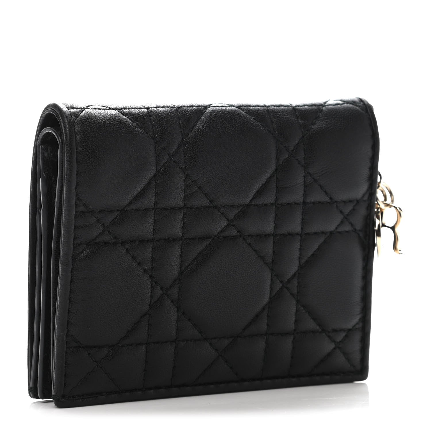 Christian Dior Lambskin Cannage Mini Lady Dior Wallet Black 2 of 4
