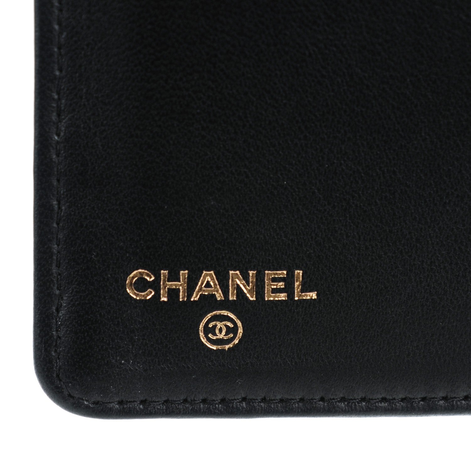 Chanel Lambskin Camellia Embossed Yen Wallet Black Gold 6 of 8