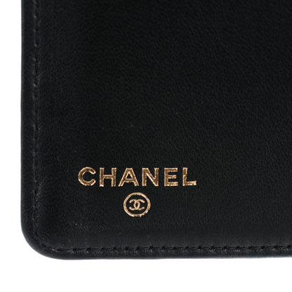 Chanel Lambskin Camellia Embossed Yen Wallet Black Gold 6 of 8