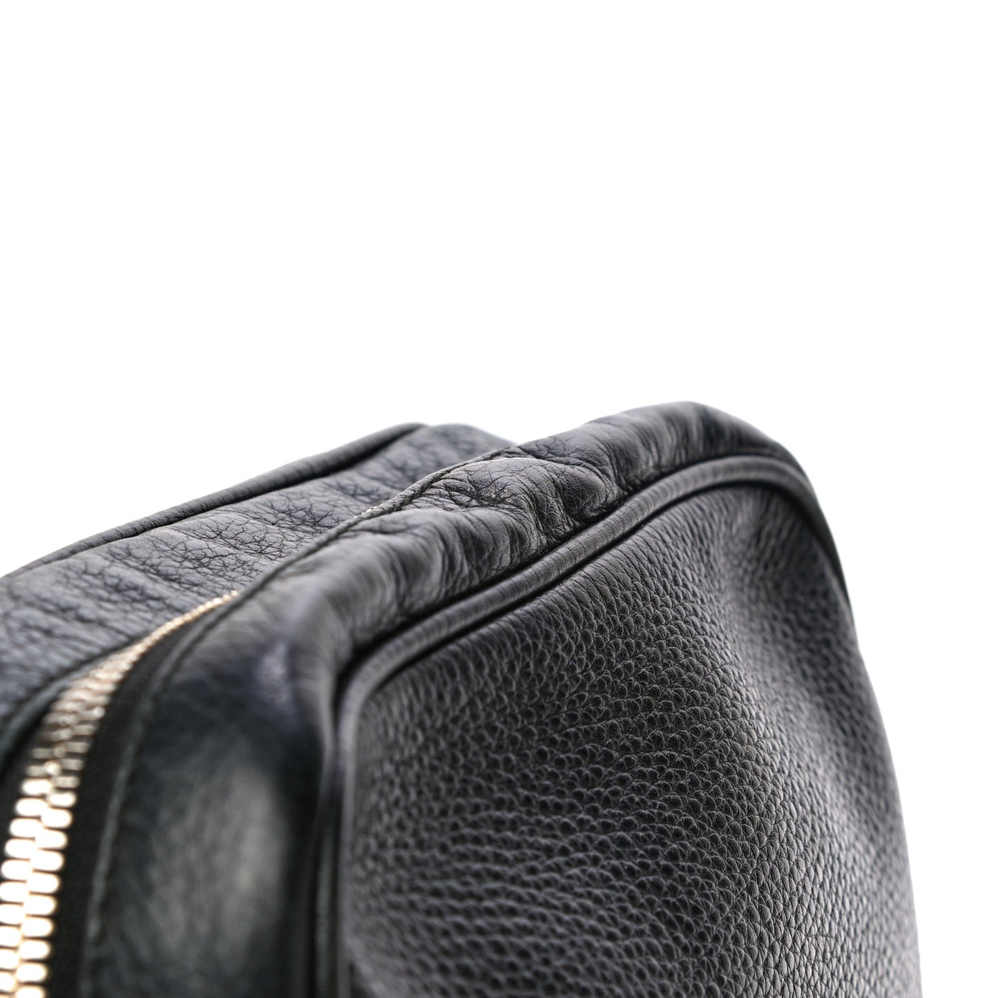 Pebbled Calfskin Small Soho Disco Bag Black