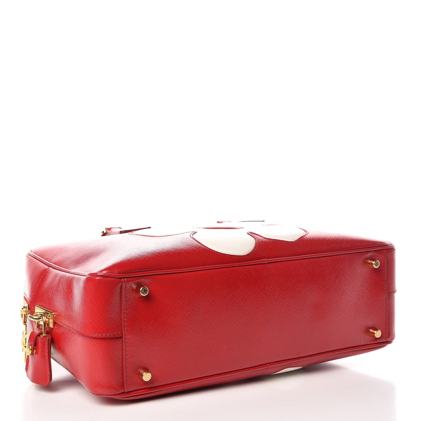 Saffiano Vernice Floral Bauletto Bag Rosso Bianco