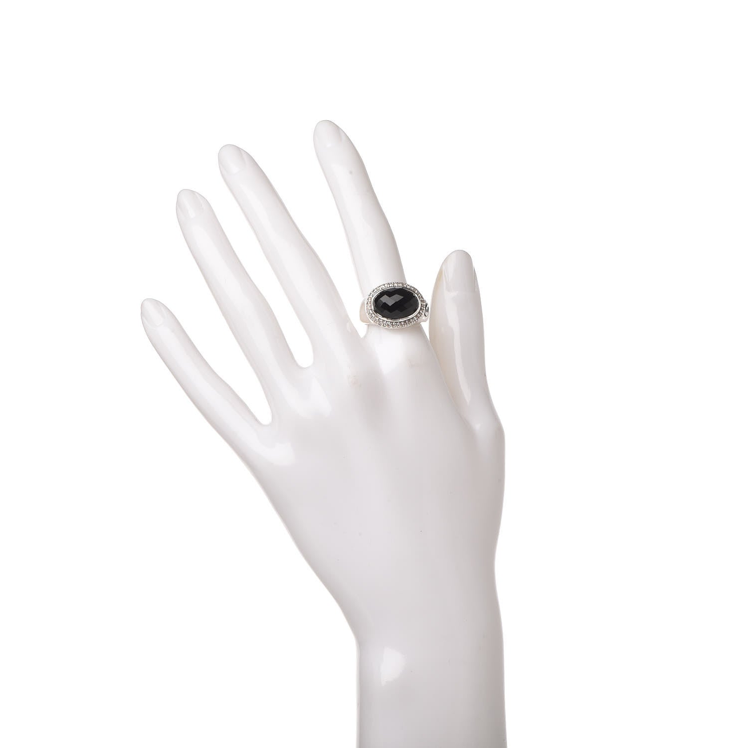 David Yurman Sterling Silver Diamond Black Onyx Signature Oval Ring 54 7 2 of 7