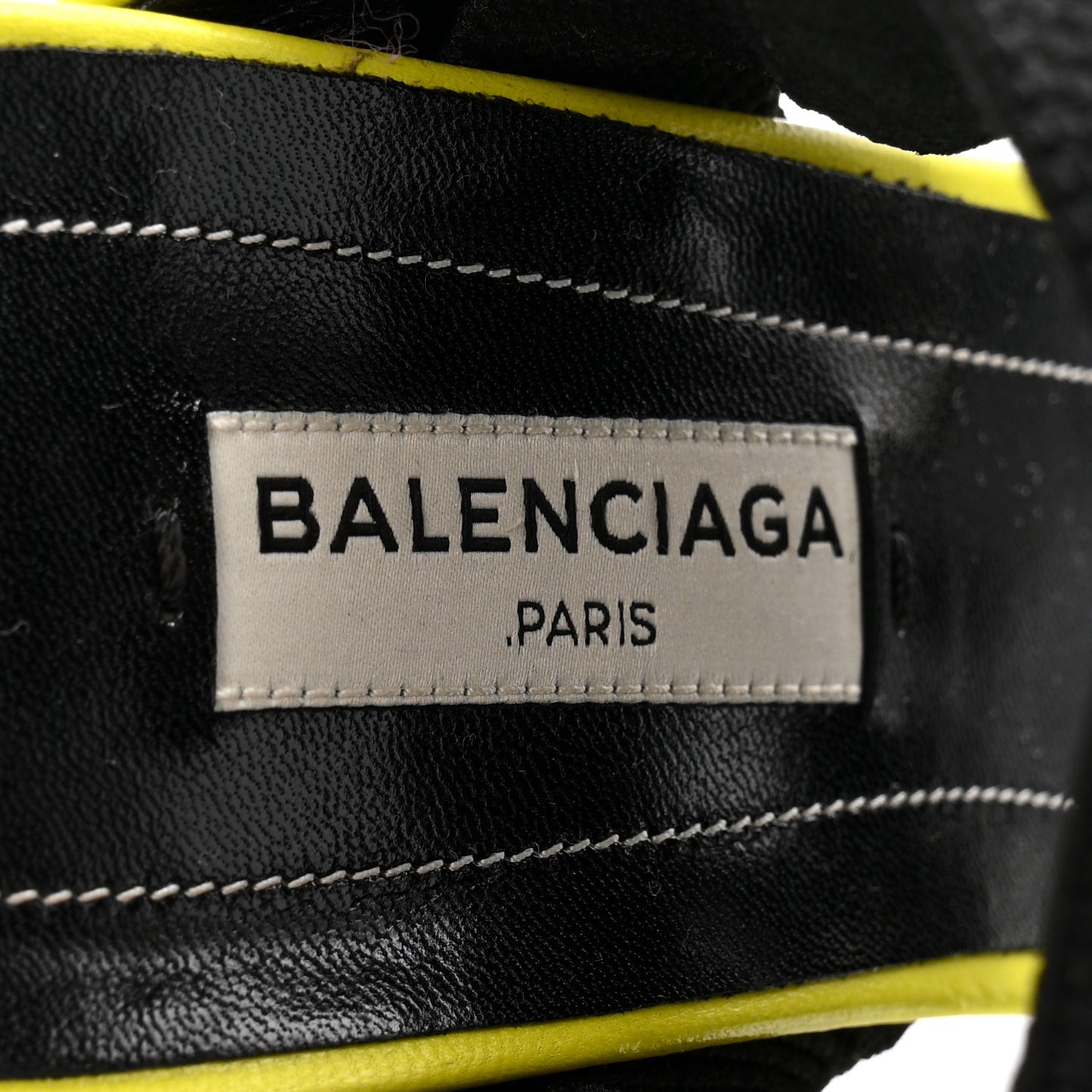 Chevreau Brilliant Elastic Sandals 38 Jaune Acid Black