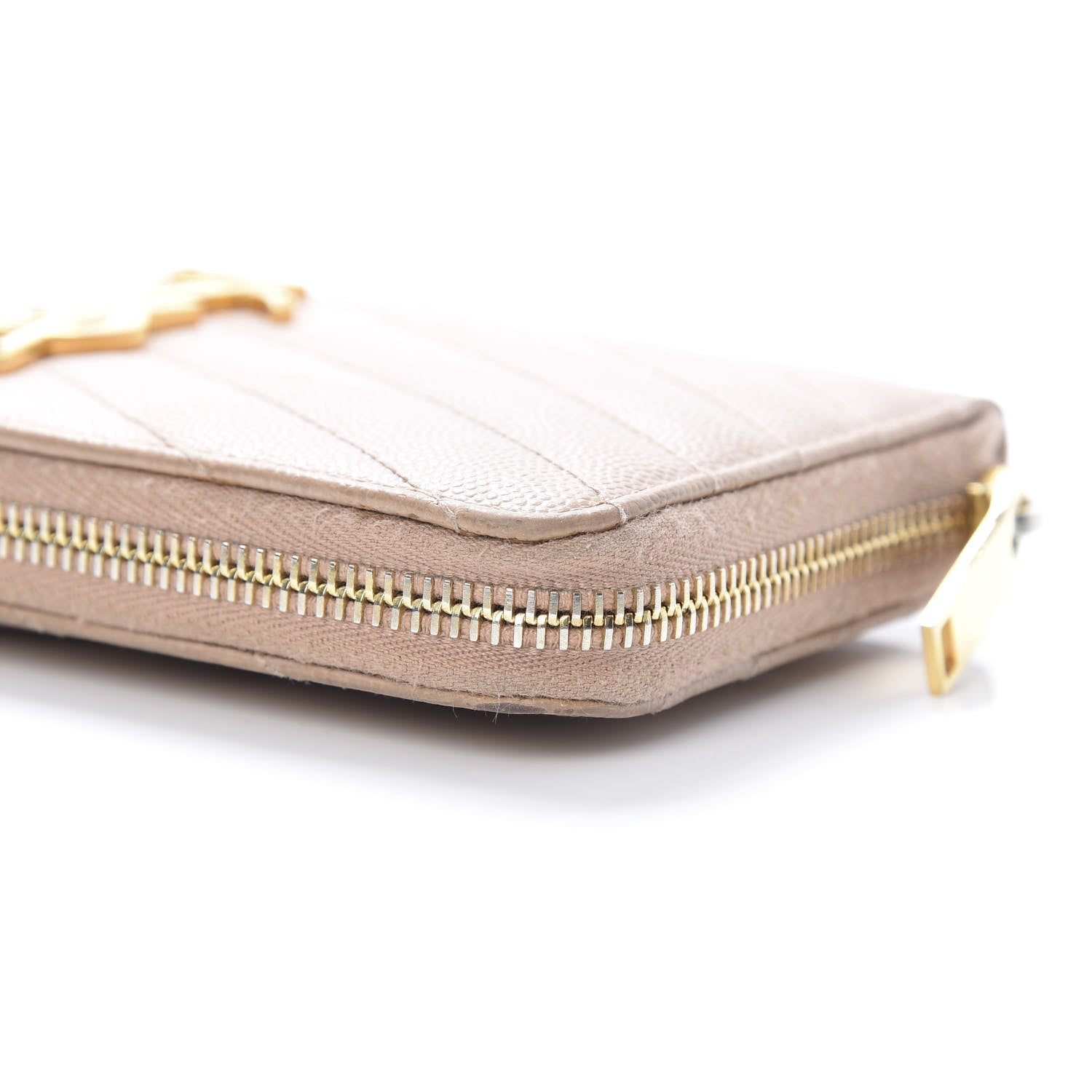 Saint Laurent Grain De Poudre Matelasse Chevron Monogram Zip Around Wallet Rose Poudre 14 of 14