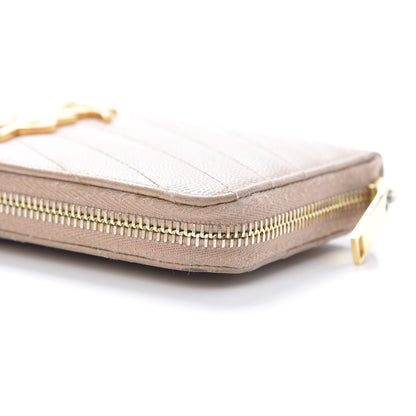 Saint Laurent Grain De Poudre Matelasse Chevron Monogram Zip Around Wallet Rose Poudre 14 of 14