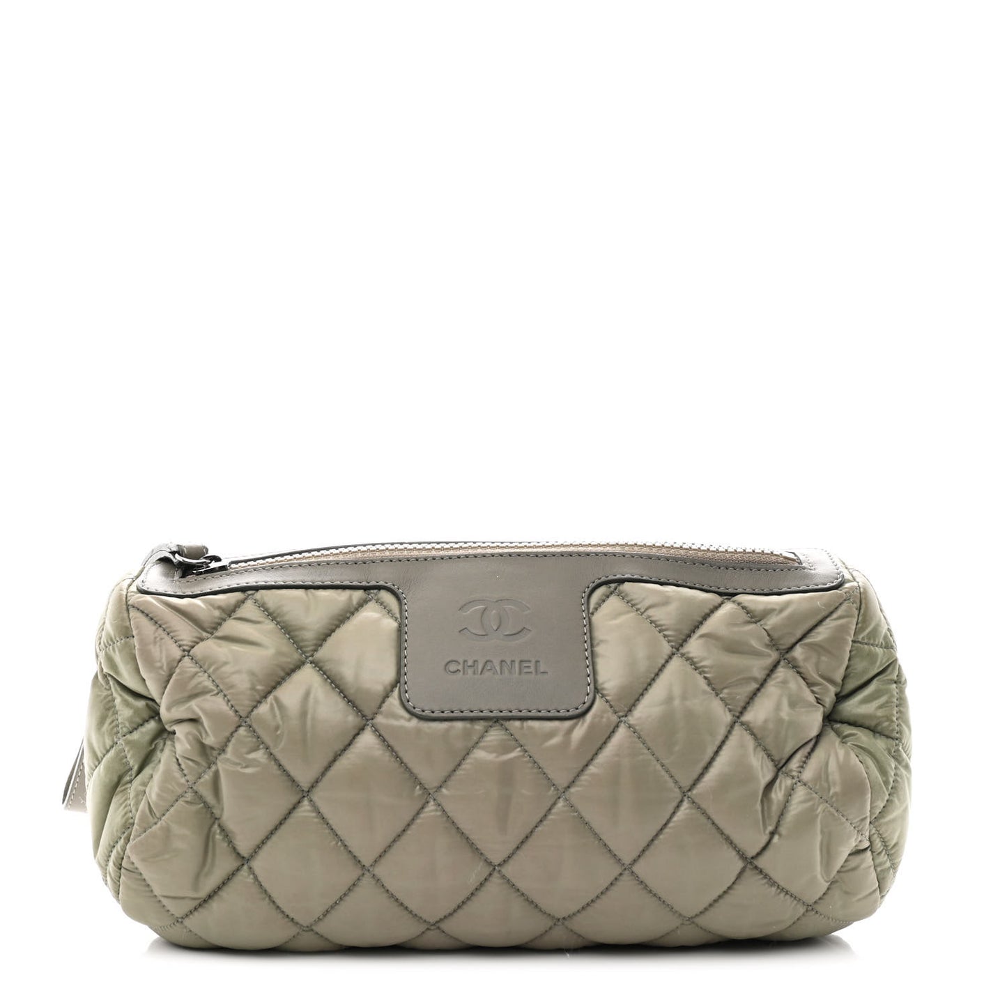 Nylon Quilted Cocoon Wristlet Grey
