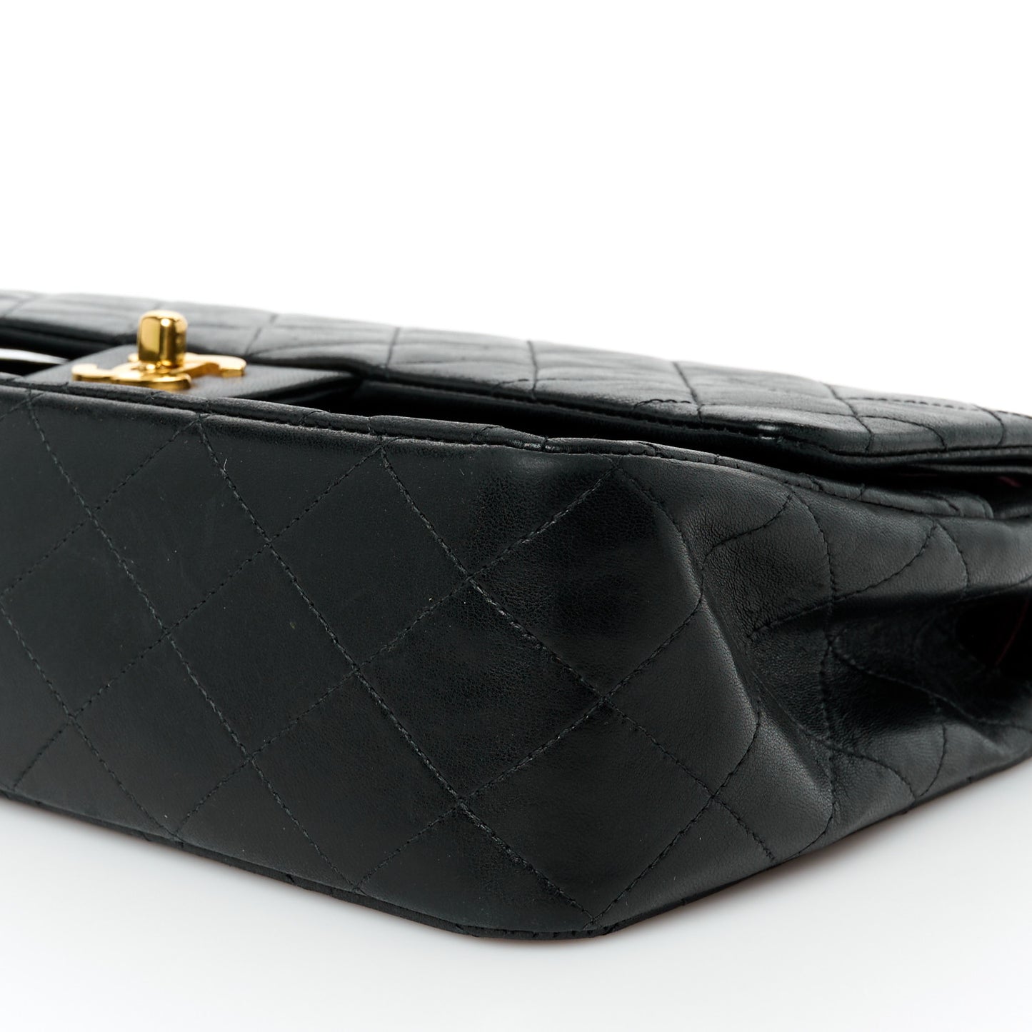 Lambskin Quilted Medium Double Flap Black