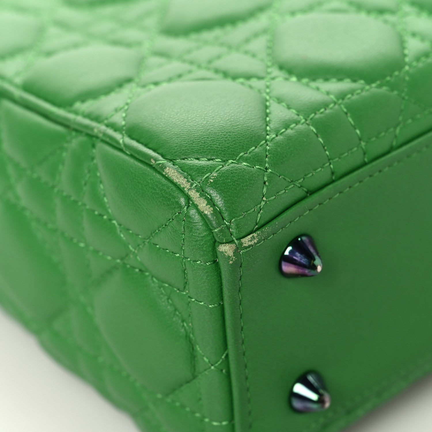 Christian Dior Lambskin Cannage Small Lady Dior Bright Green 9 of 17