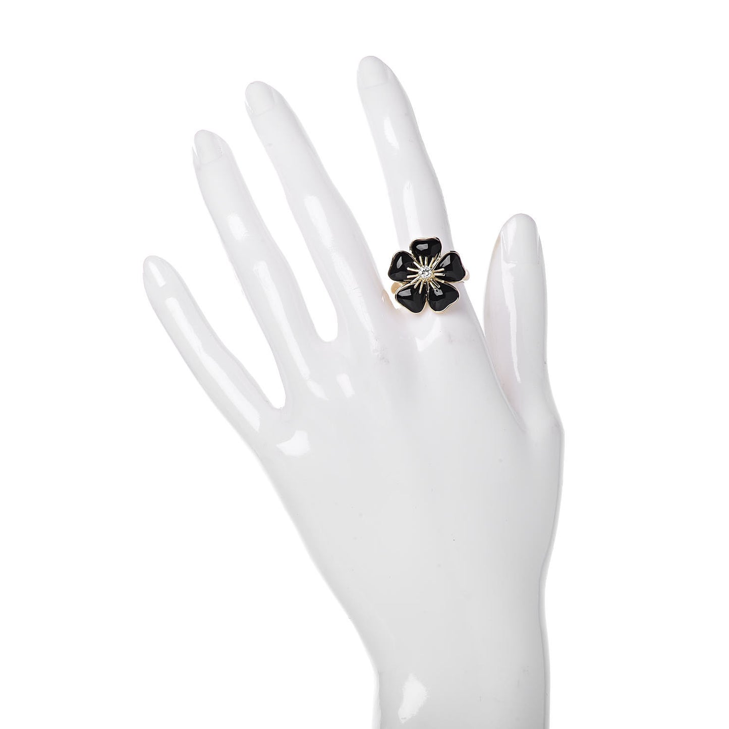 18K Yellow Gold Diamond Black Onyx Nerval Ring 53 6.25