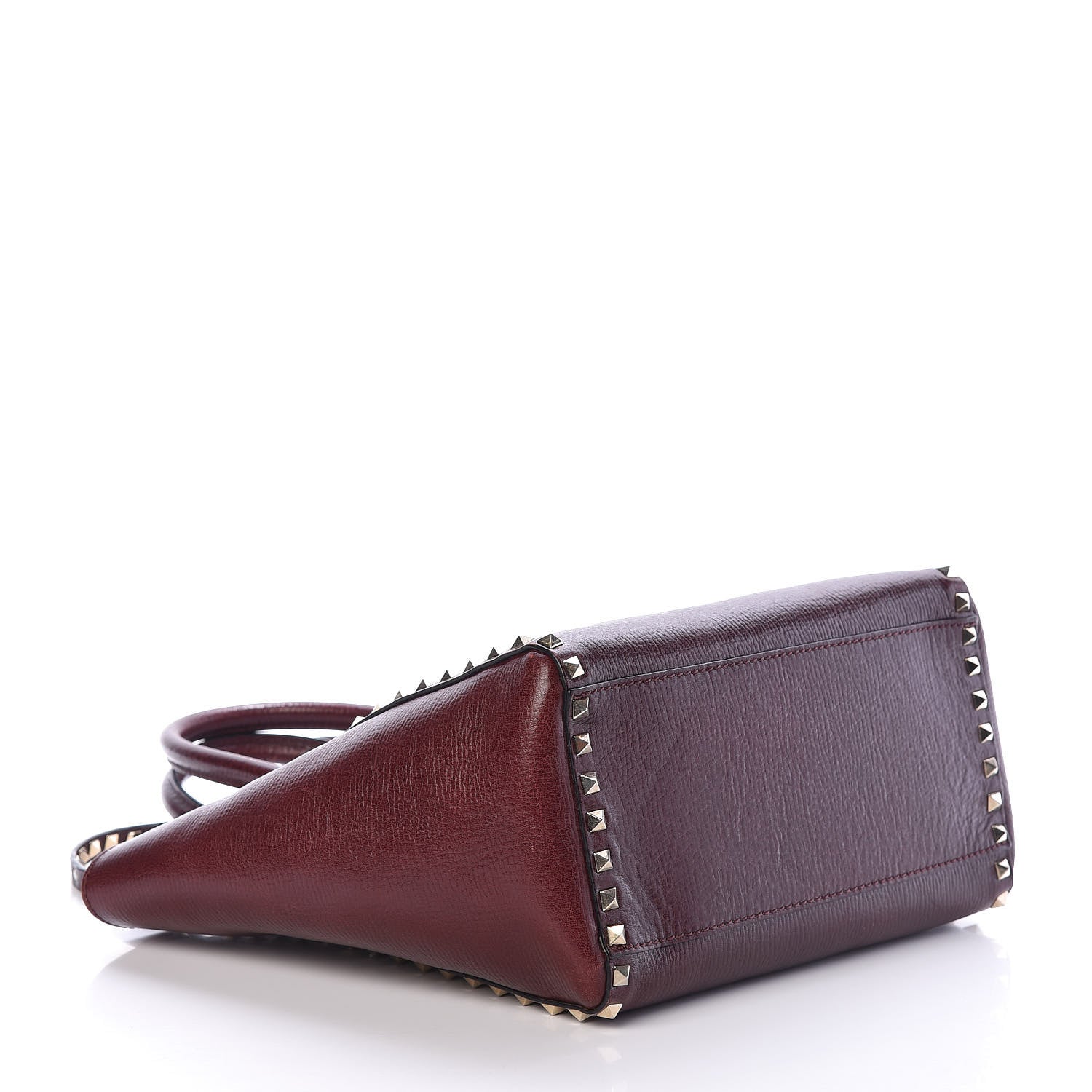Valentino Garavani Textured Calfskin Rockstud Double Handle Tote Wine 4 of 10
