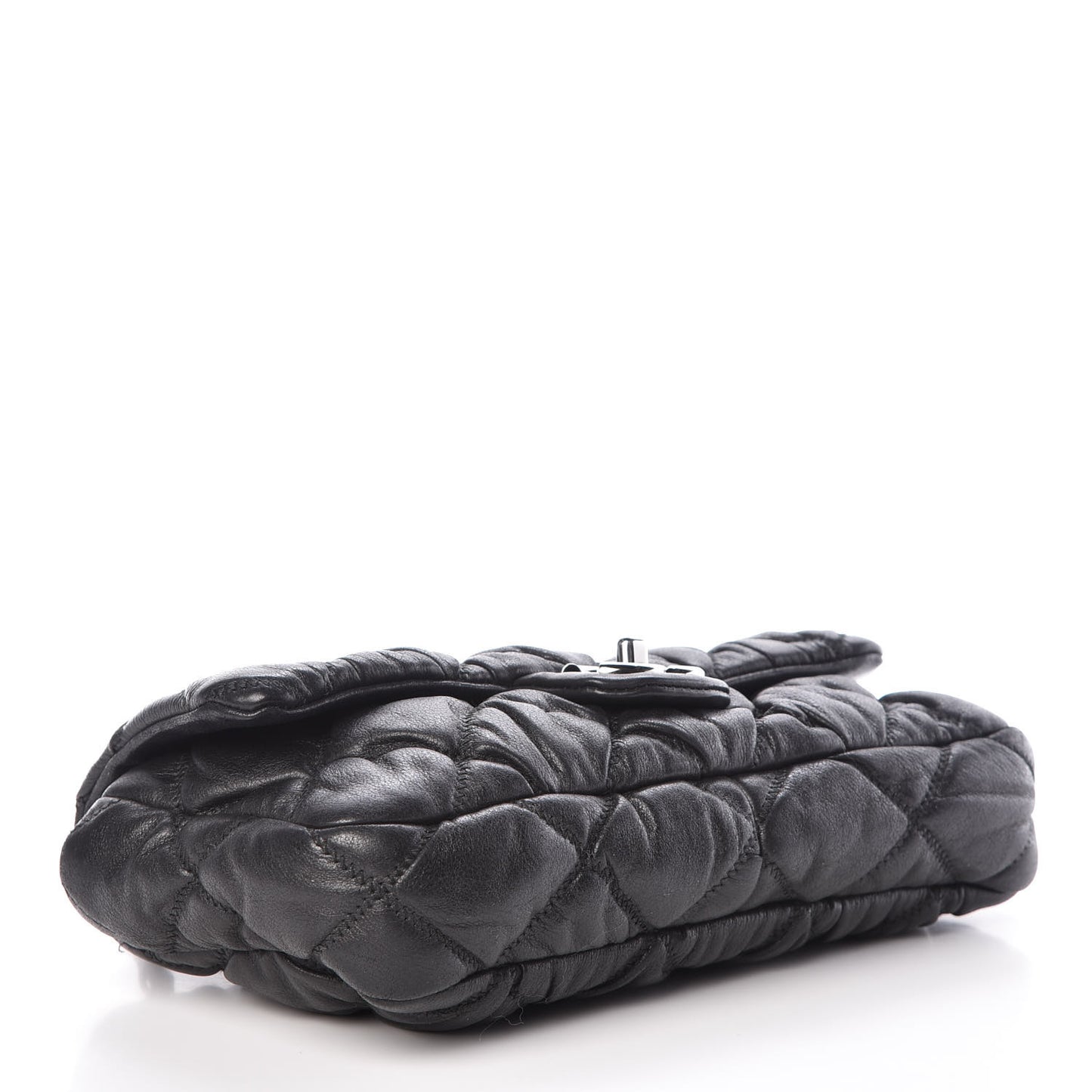 Calfskin Small Bubble Quilt Flap Bag Black