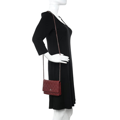 Chanel Caviar Quilted Wallet on Chain WOC Burgundy 2 of 14