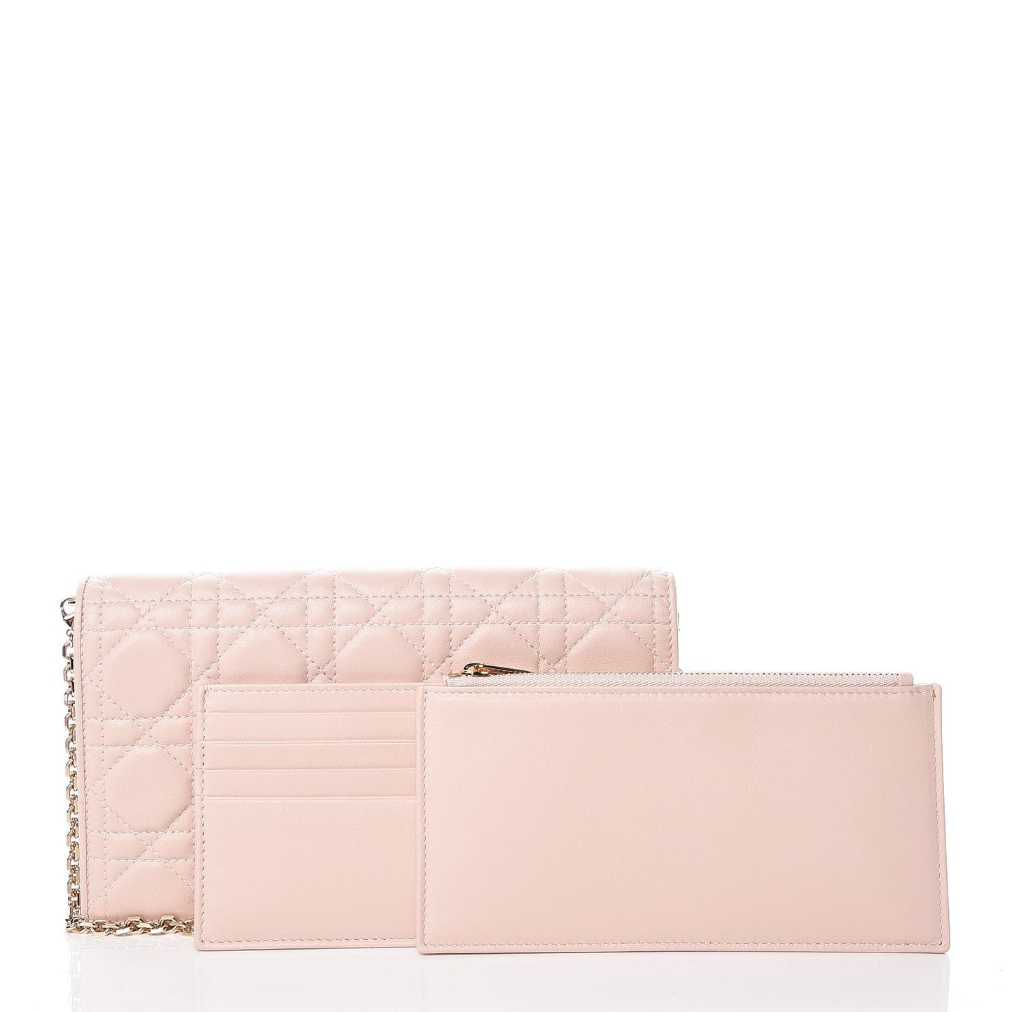 Lambskin Cannage Lady Dior Clutch Rose Poudre
