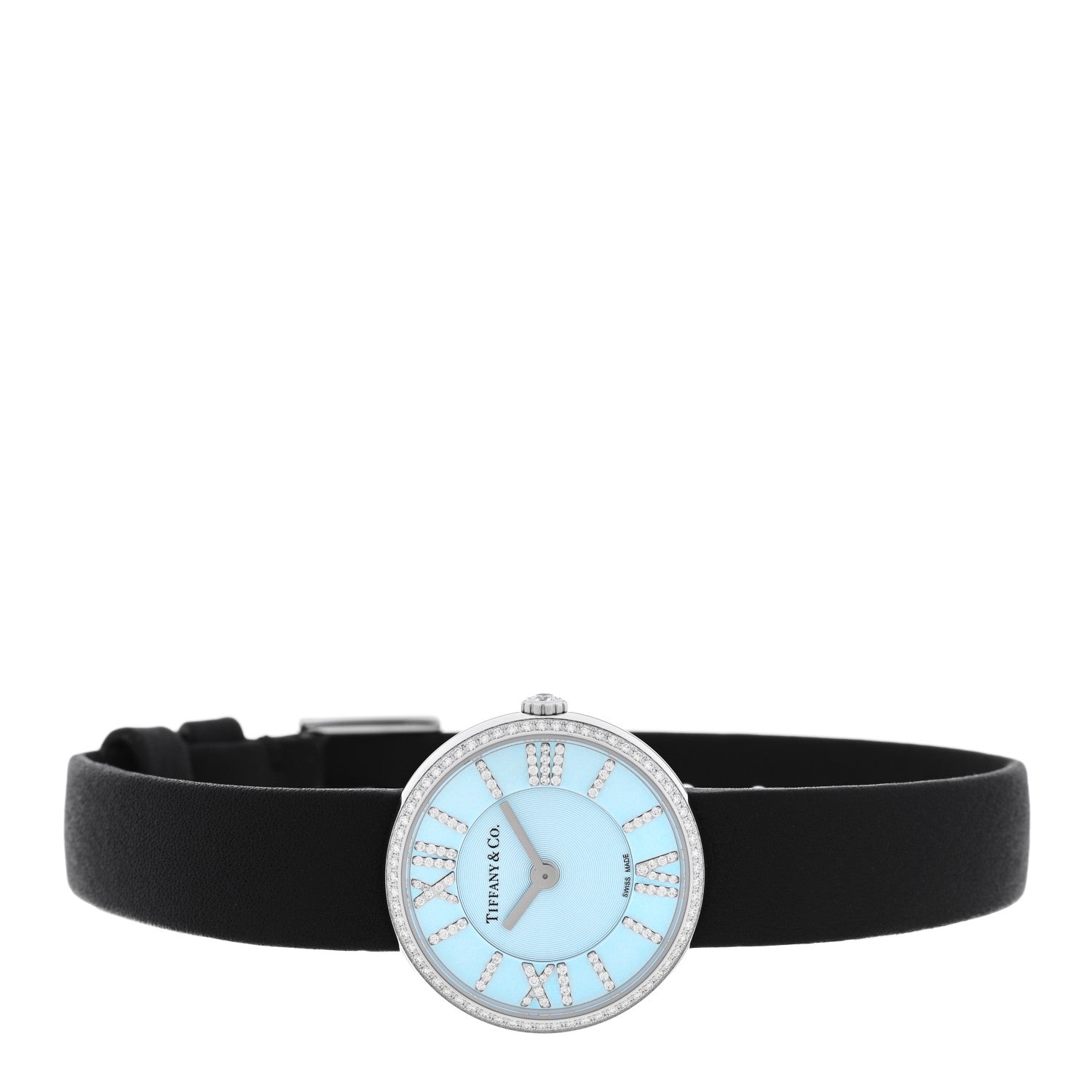 Tiffany Stainless Steel Calfskin Diamond Bezel 24mm Atlas 2-Hand Quartz Watch Tiffany Blue 2 of 5