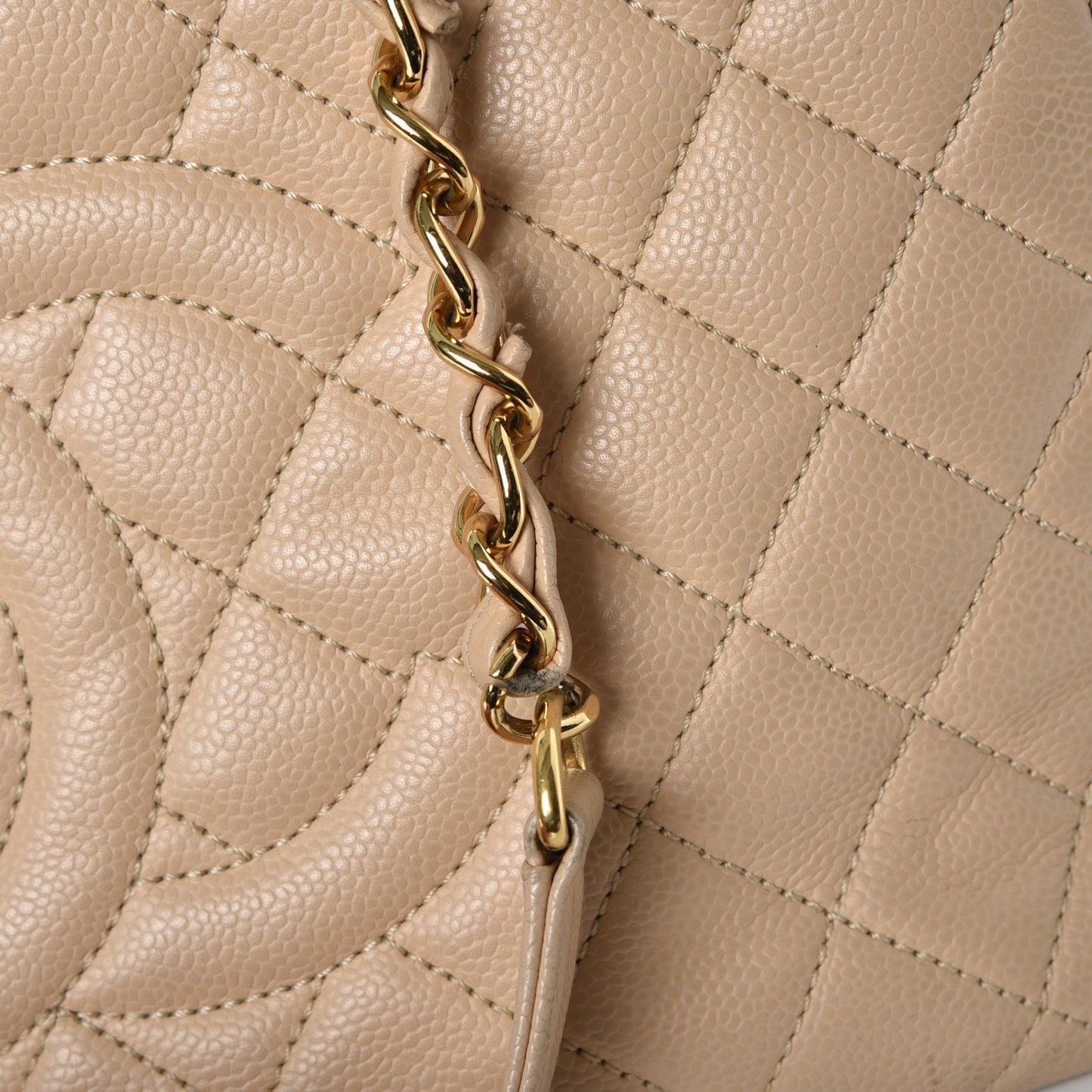 Caviar Quilted Grand Shopping Tote GST Beige Clair