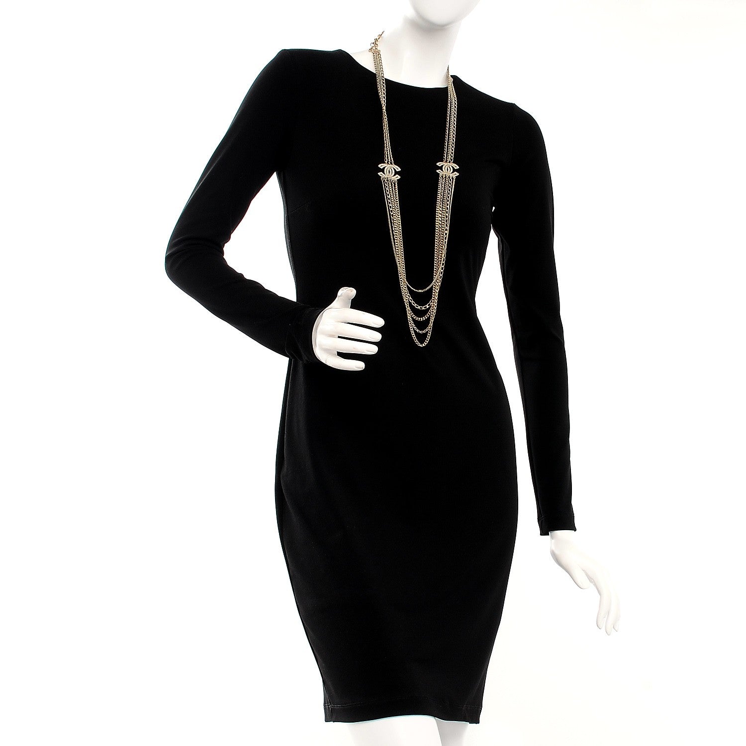 Chanel Multi Strand Chain Baguette Crystal CC Necklace Gold 3 of 6