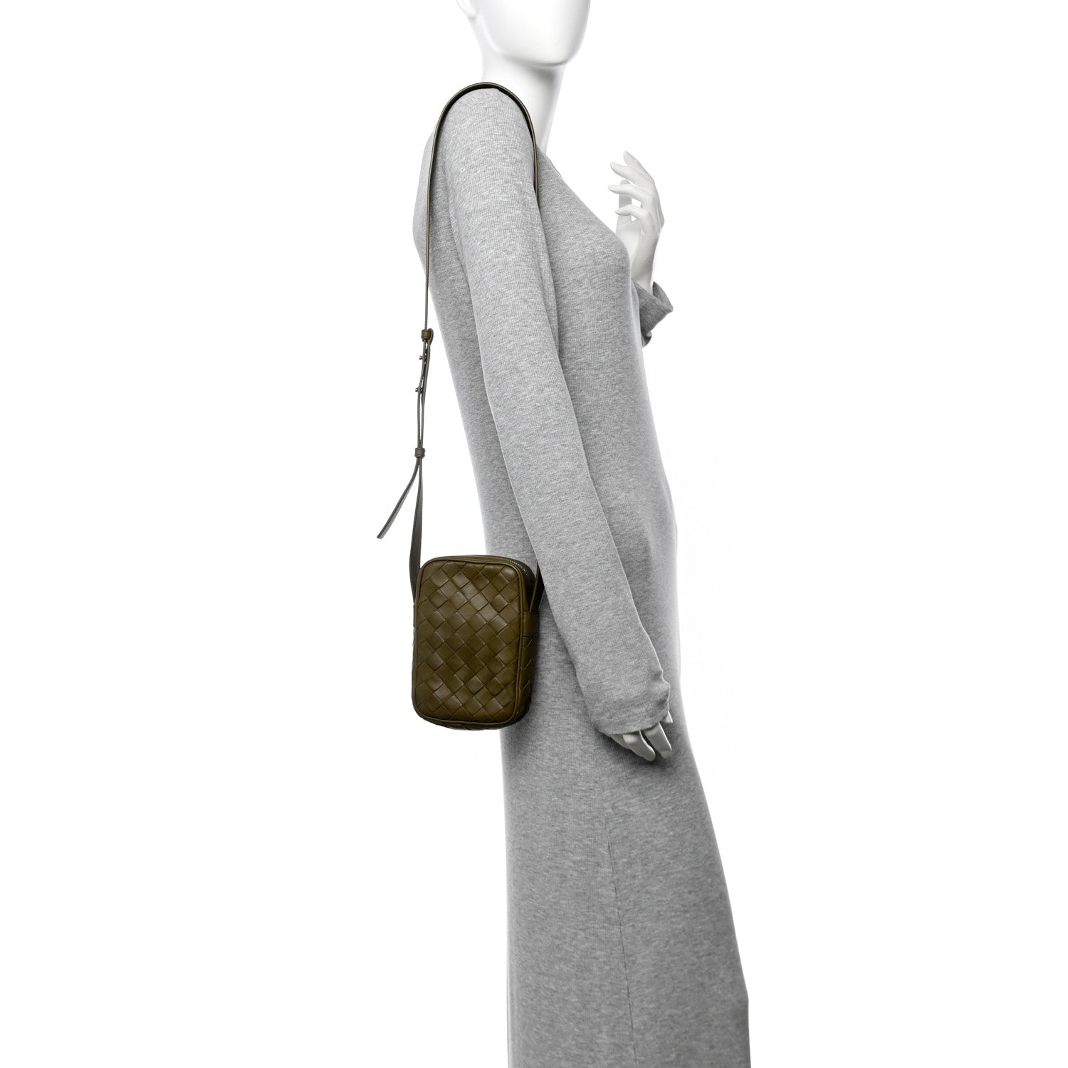 Bottega Veneta Calfskin Intrecciato Mini Cassette Phone Holder Crossbody Khaki 2 of 10