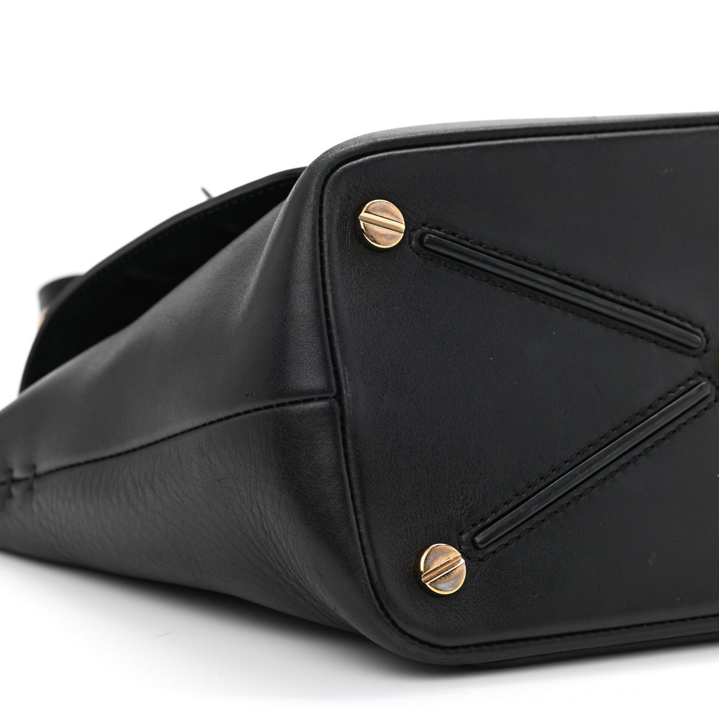Calfskin Small Rockstud Demilune Double Handle Satchel Black
