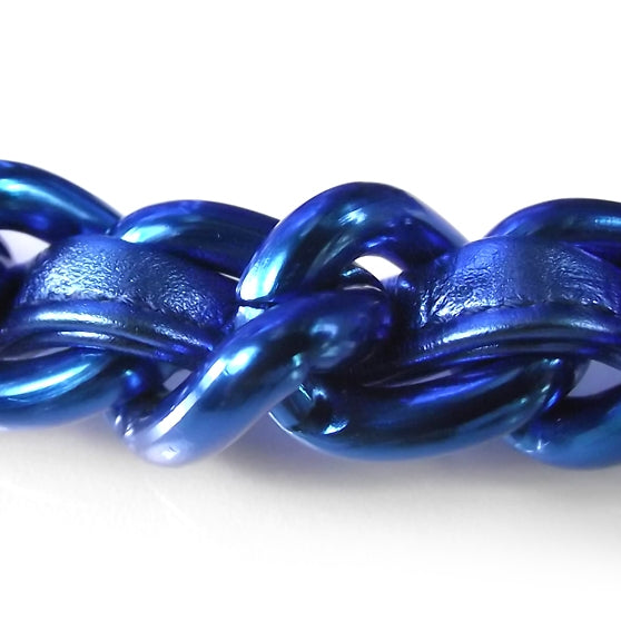 Leather Modern Chain Flap Bag Metallic Blue