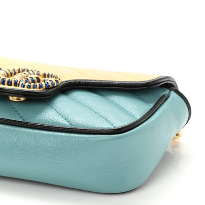 Gucci Azalea Calfskin Enamel Matelasse Diagonal Super Mini Torchon GG Marmont Shoulder Bag Butter Dusty Azure Black Electric Blue 10 of 10