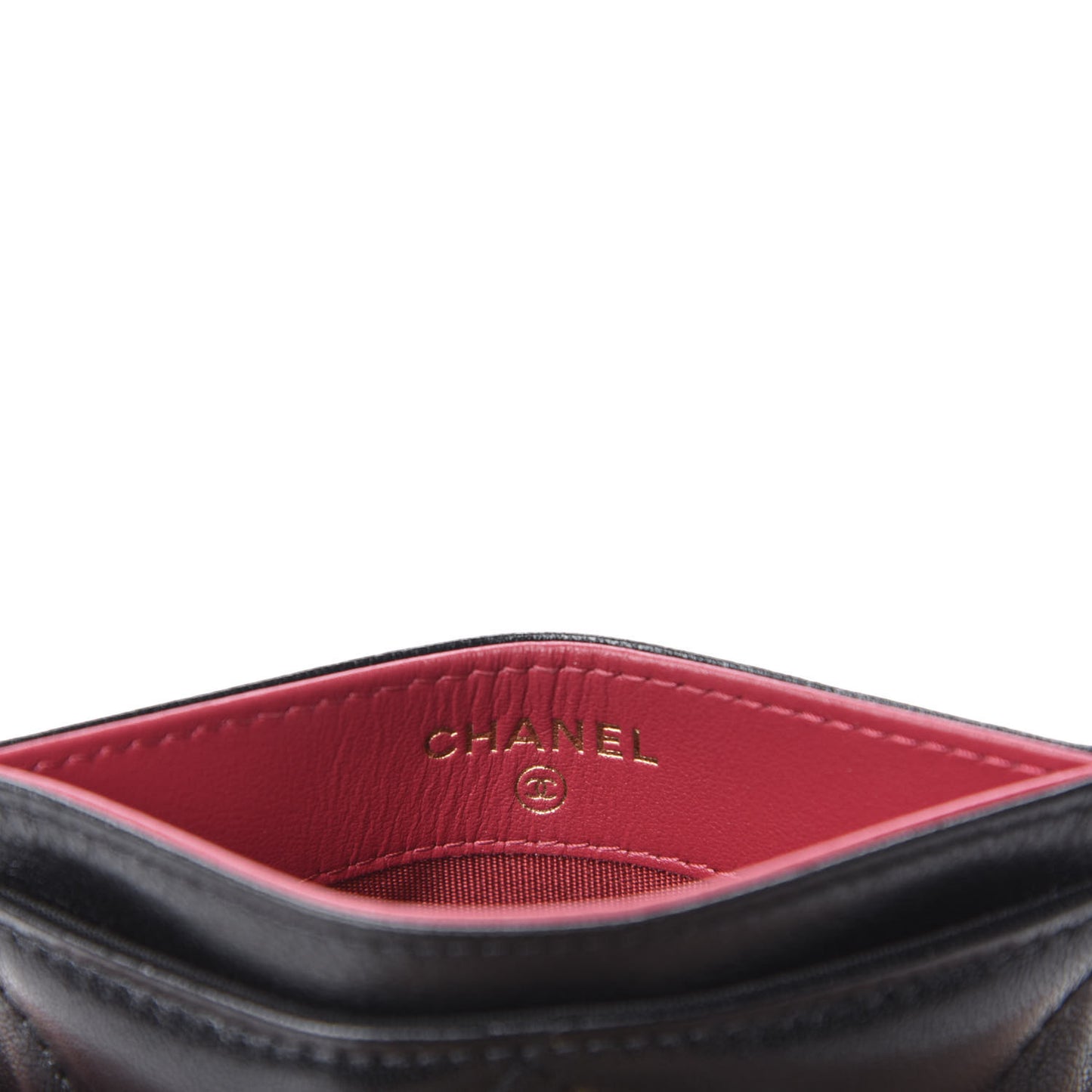 Shiny Goatskin Quilted Chanel 19 Card Holder Black
