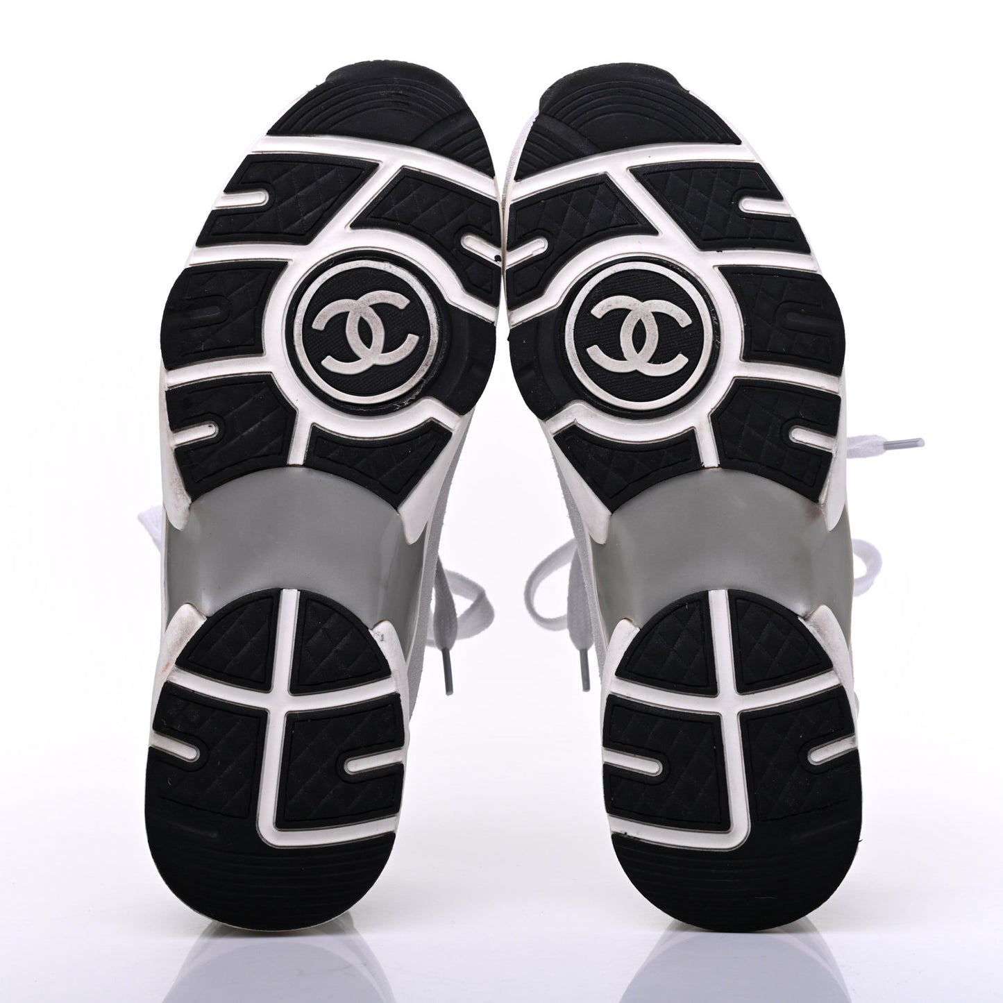 Fabric Suede Calfskin Stretch CC Sneakers 38 Beige Black