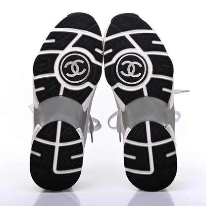 Chanel Fabric Suede Calfskin Stretch CC Sneakers 38 Beige Black 5 of 19