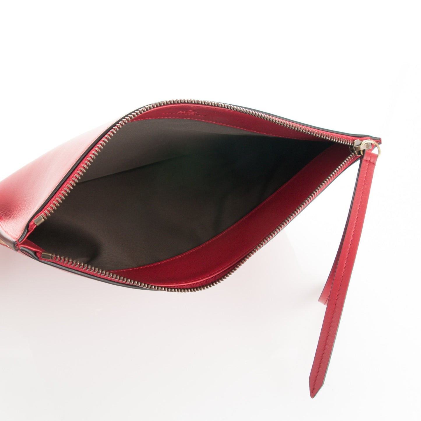 Calfskin Studded Animalier Zip Pouch Red