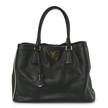 Prada Saffiano Fori Perforated Lux Tote Black 1 of 12
