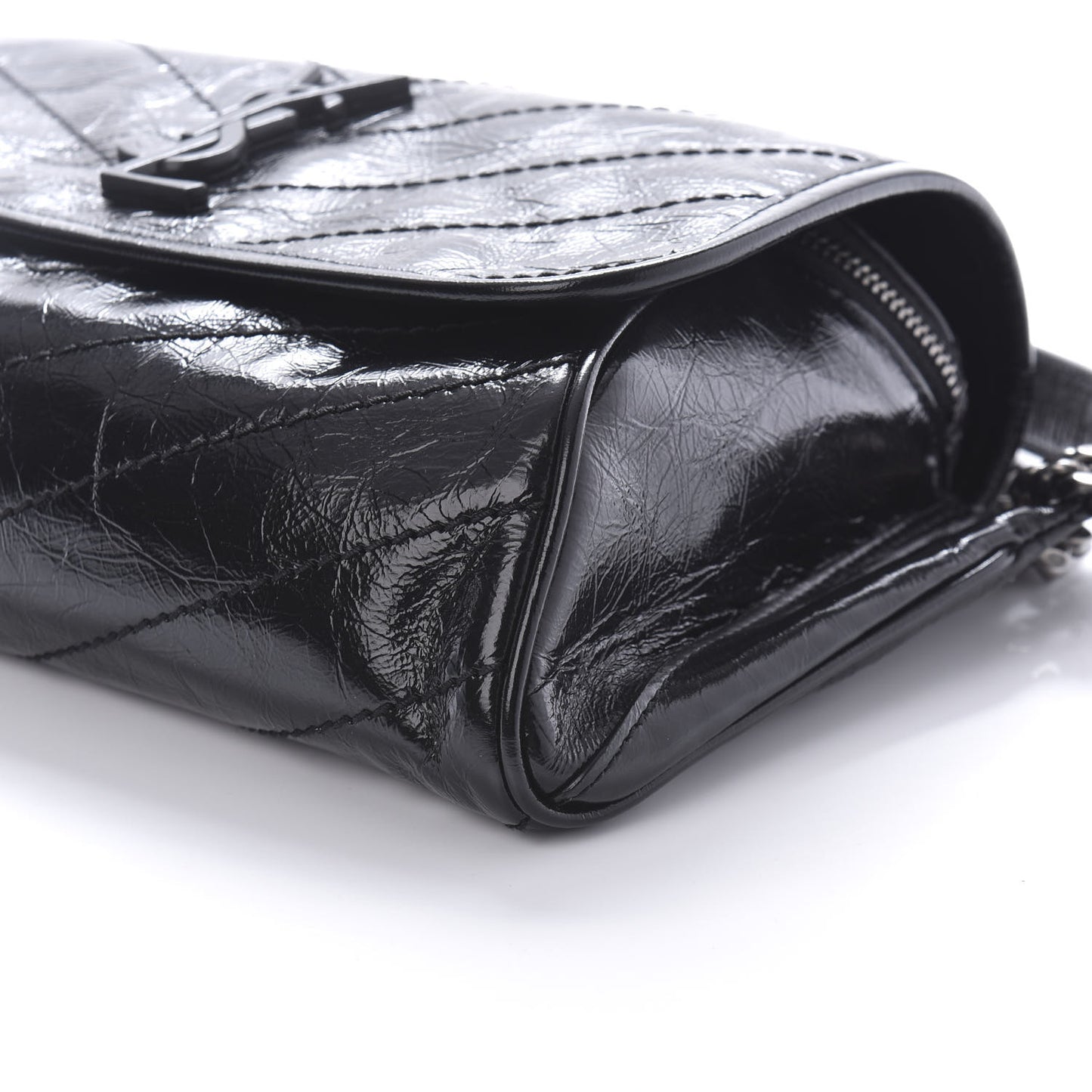 Crinkled Calfskin Matelasse Monogram Niki Body Bag Black