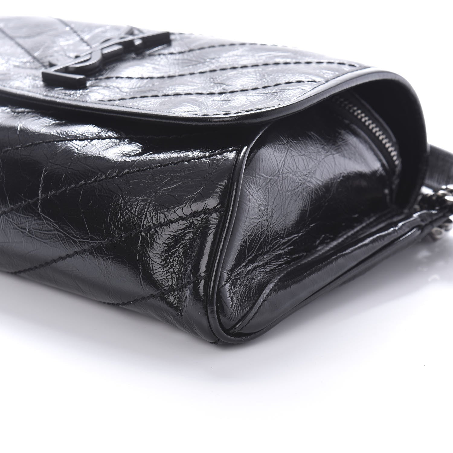 Saint Laurent Crinkled Calfskin Matelasse Monogram Niki Body Bag Black 8 of 10