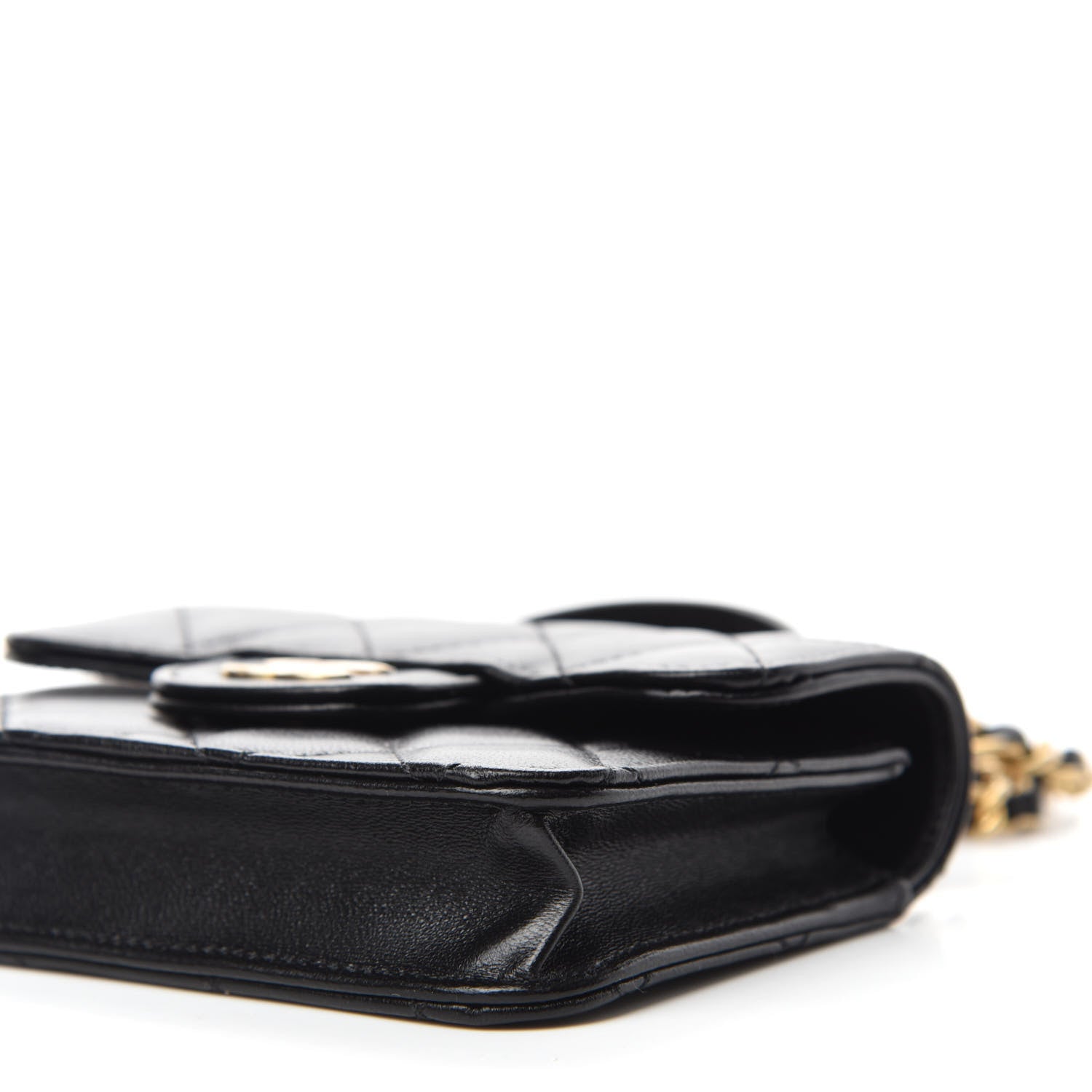 Chanel Lambskin Quilted Top Handle Flap Coin Purse With Chain Black 13 of 14