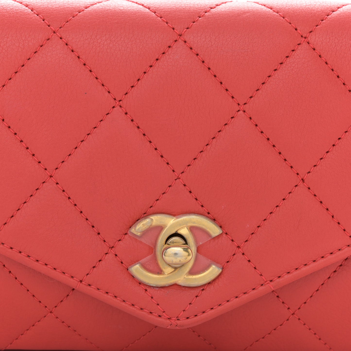 Calfskin Quilted Carry With Chic Flap Waist Bag Red
