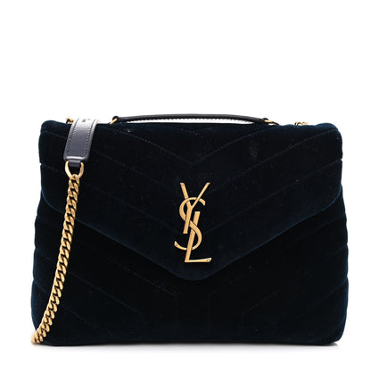 Saint Laurent Velvet Y Quilted Monogram Small Loulou Chain Satchel Medium Blue 1 of 14