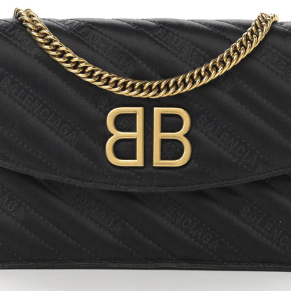 Balenciaga Satin Jacquard Logo Matelasse BB Wallet On Chain Black 8 of 12