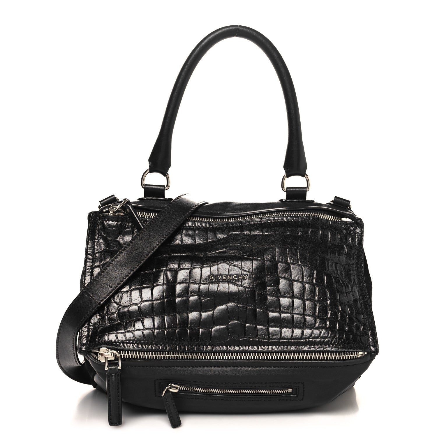 Givenchy Calfskin Crocodile Embossed Medium Pandora Black 1 of 13
